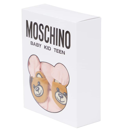 Shop Moschino Baby Printed Cotton Onesie And Hat Set In Pink