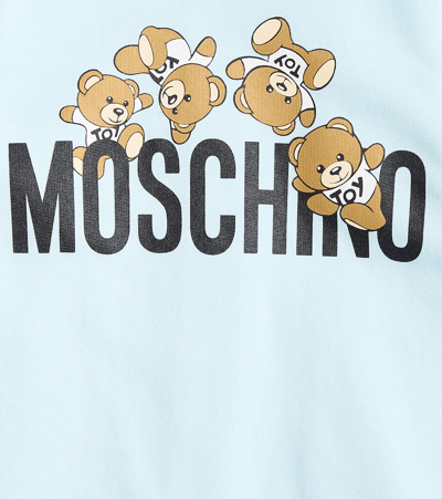 Shop Moschino Baby Printed Cotton Onesie And Hat Set In Blue