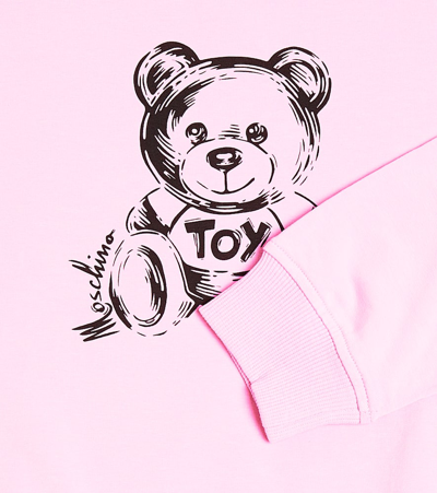 Shop Moschino Teddy Bear Cotton-blend Jersey Sweatshirt In Pink