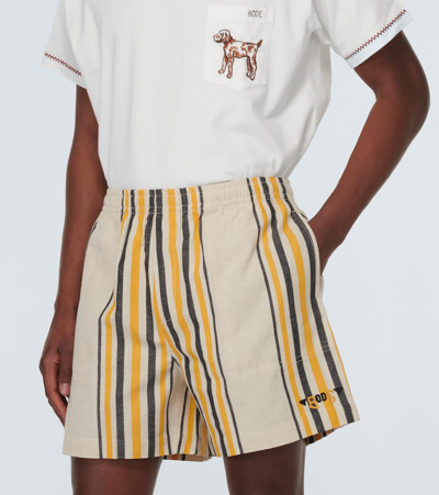 Shop Bode Namesake Striped Cotton Shorts In Multicoloured