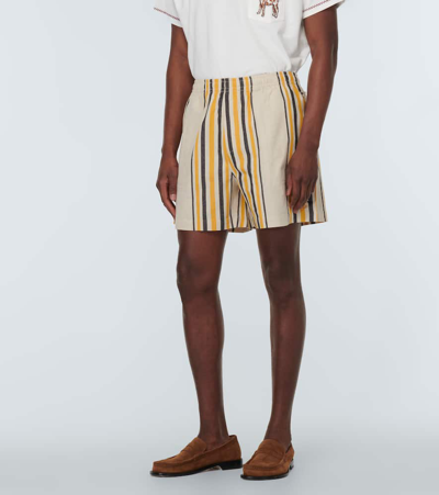 Shop Bode Namesake Striped Cotton Shorts In Multicoloured