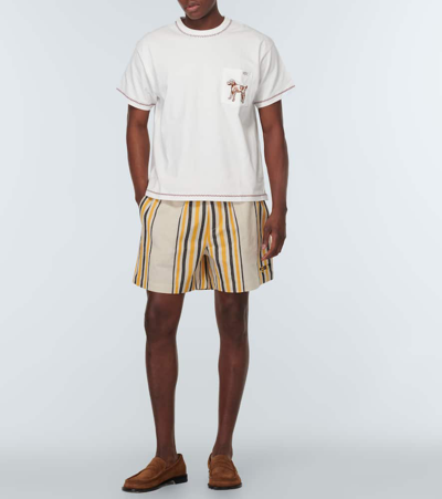 Bode Namesake Striped Cotton Shorts In Multicoloured