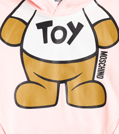 Shop Moschino Teddy Bear Cotton Jersey Hoodie In Pink