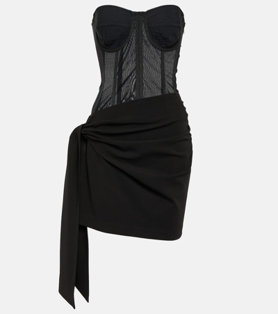 Shop Dolce & Gabbana Bustier Jersey Minidress In Black
