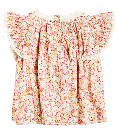 Shop Louise Misha Jannila Floral Lace-trimmed Shirt In Multicoloured