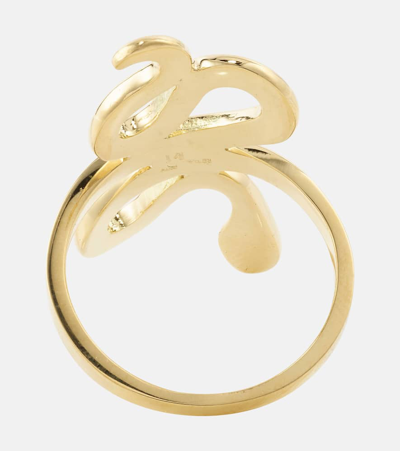Ileana Makri 18kt Gold Ring With Emeralds In Metallic