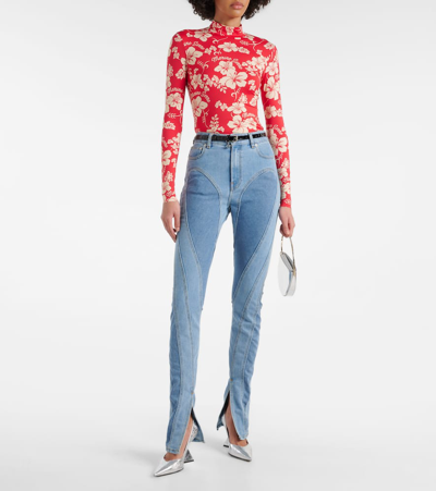 Marine Serre Second Skin Printed Jersey Top In Red