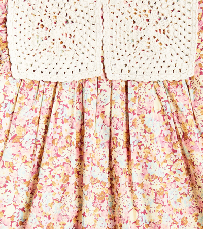 Shop Louise Misha Warisa Crochet-trimmed Floral Cotton Dress In Multicoloured