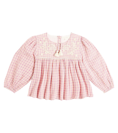 Shop Louise Misha Vally Checked Cotton Blouse In Multicoloured