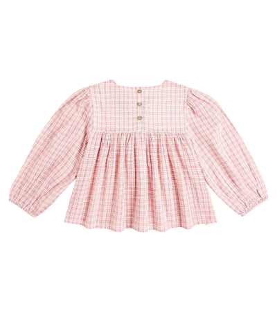 Shop Louise Misha Vally Checked Cotton Blouse In Multicoloured