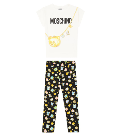 Moschino Printed Cotton T-shirt And Leggings Set In Black