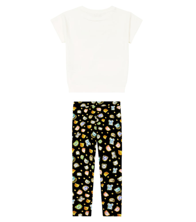 Moschino Printed Cotton T-shirt And Leggings Set In Black