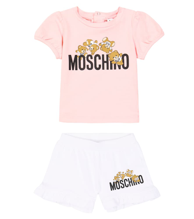 Shop Moschino Baby Cotton-blend T-shirt And Shorts Set In Pink