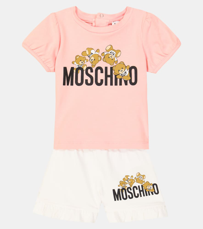 Shop Moschino Baby Cotton-blend T-shirt And Shorts Set In Pink