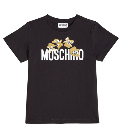 Shop Moschino Printed Cotton Jersey T-shirt In Black