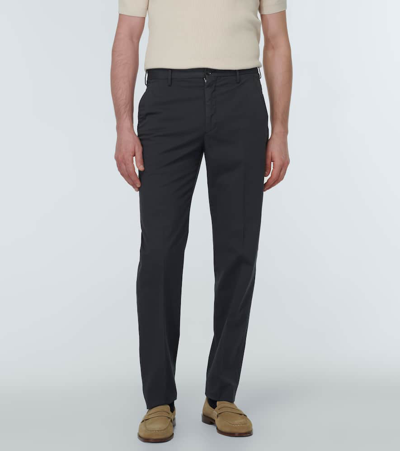 Shop Incotex Cotton Straight Pants In Grey