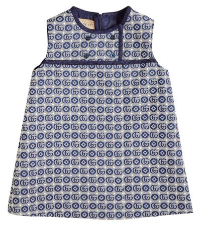 Shop Gucci Baby Double G Cotton Dress In Multicoloured