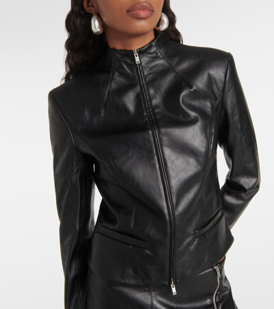 Shop Aya Muse Ubala Faux Leather Jacket In Black