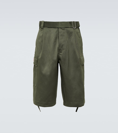 Shop Kenzo Cotton Cargo Shorts In Green