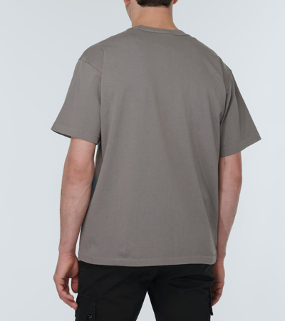 Shop Stone Island Logo Ribbed-knit Cotton T-shirt In Brown