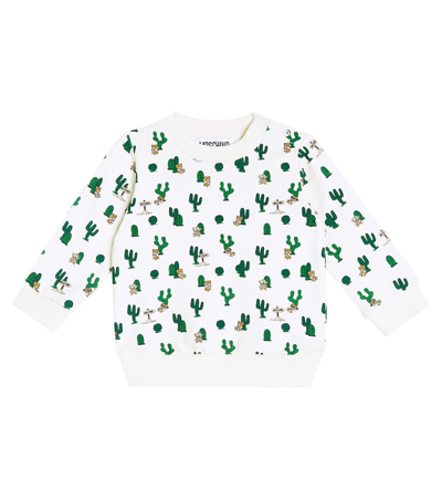 Shop Moschino Baby Printed Cotton-blend Sweatshirt In White