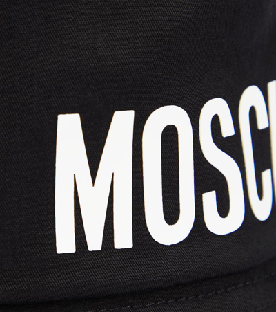 Shop Moschino Logo Cotton Bucket Hat In Black