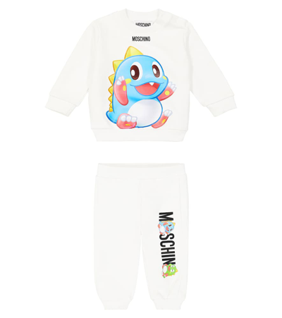 Shop Moschino Baby Printed Cotton Jersey Tracksuit In White