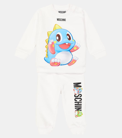 Shop Moschino Baby Printed Cotton Jersey Tracksuit In White