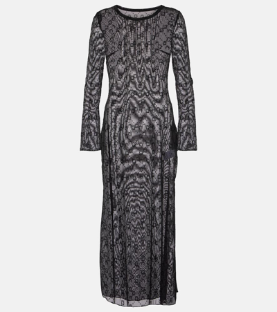 Shop Marine Serre Moonogram Mesh Midi Dress In Black