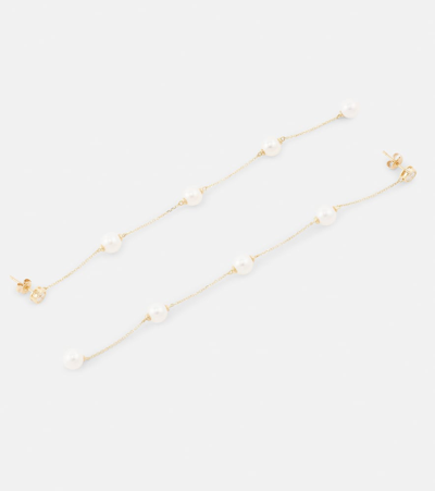 Mateo 14kt Gold Earrings With Diamonds And Pearls In Gold