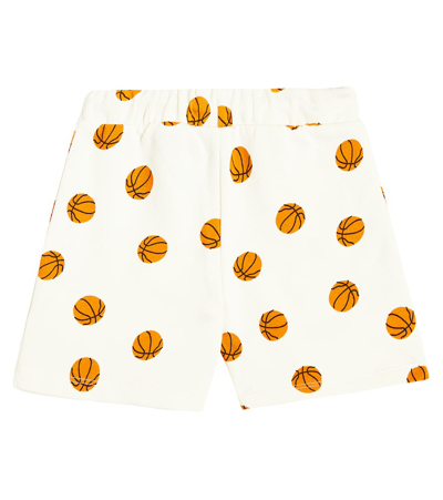 Shop Mini Rodini Basketball Cotton Jersey Shorts In White