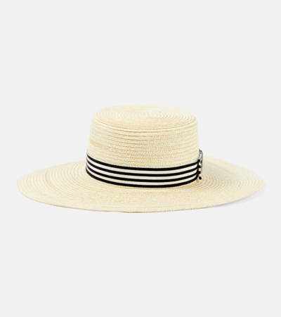 Shop Nina Ricci Straw Hat In White