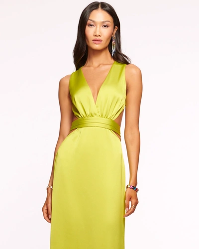 Shop Ramy Brook Milan Open Back Gown In Lime