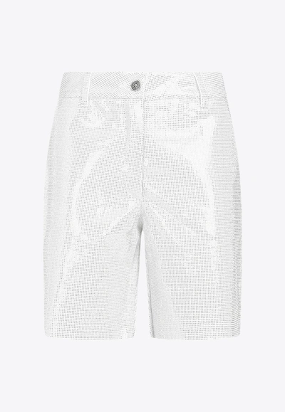 Shop Ermanno Scervino Crystal-embellished Shorts In White