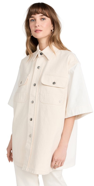 Shop Stella Mccartney Workwear Denim Shirt Whiteecru Wash In White\ecru Wash