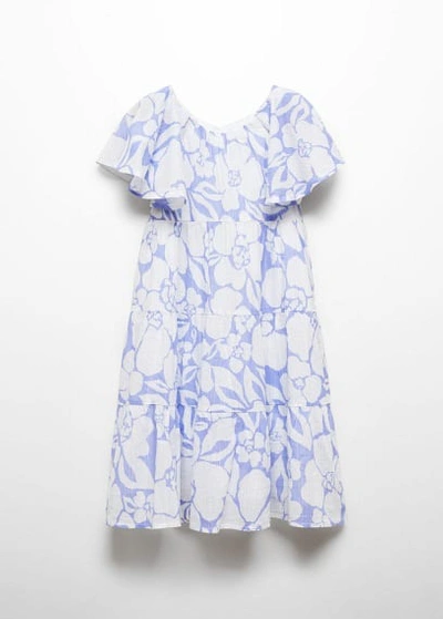 Shop Mango Printed Cotton Dress Blue In Bleu