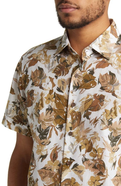 Rodd & Gunn Upper Charlton Floral Short Sleeve Button-up Shirt In Khaki