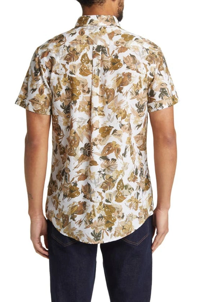 Rodd & Gunn Upper Charlton Floral Short Sleeve Button-up Shirt In Khaki