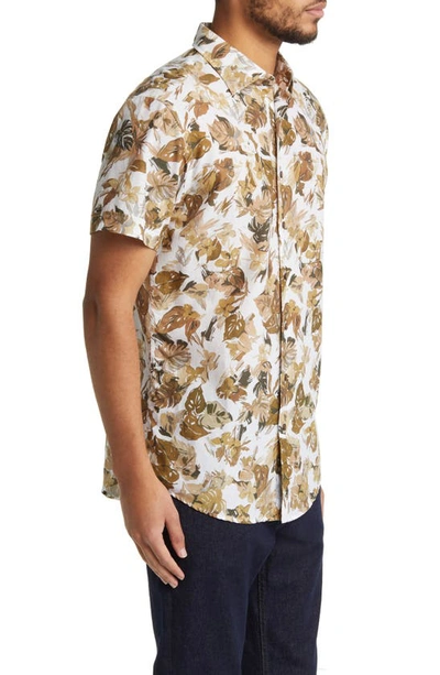Rodd & Gunn Upper Charlton Floral Short Sleeve Button-up Shirt In Khaki