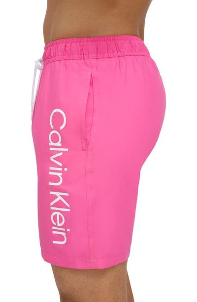 Shop Calvin Klein Core Volley Swim Trunks In Pink