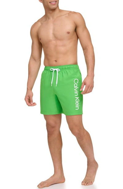 Shop Calvin Klein Core Volley Swim Trunks In Green