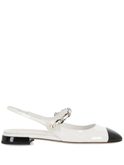 Miu Miu Patent Leather Ballerina Pumps In Multi