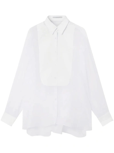 Shop Stella Mccartney S-wave Button-up Silk Shirt In White