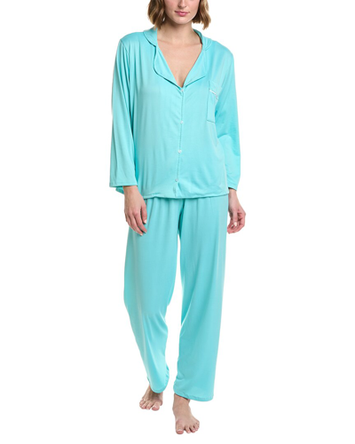 Shop Anna Kay 2pc Barcelona Silk-blend Pajama Set In Green