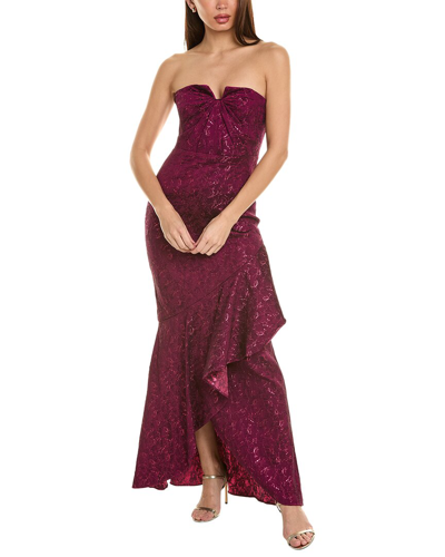 Shop Theia Fit-and-flare Gown In Pink