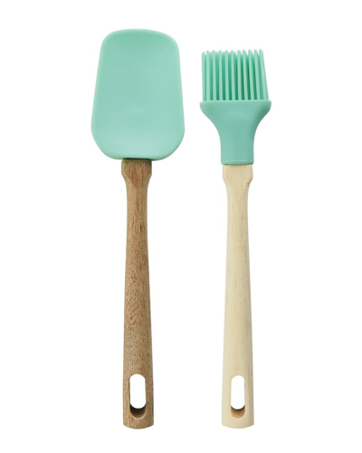Shop Martha Stewart Everyday Silicone Mini Spoonula And Brush Utensil Set In Mint