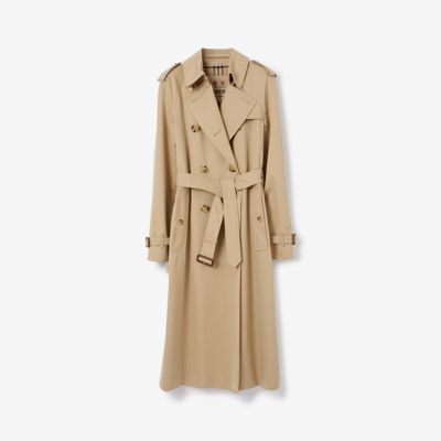 Shop Burberry Long Waterloo Heritage Trench Coat In Honey