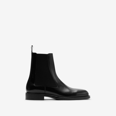 Shop Burberry Leather Tux High Chelsea Boots​ In Black