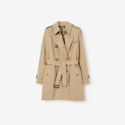 Burberry Kensington Quilted Short Org 2 Coat With Hood In Honey