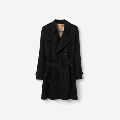 Shop Burberry Mid-length Kensington Heritage Trench Coat In Black